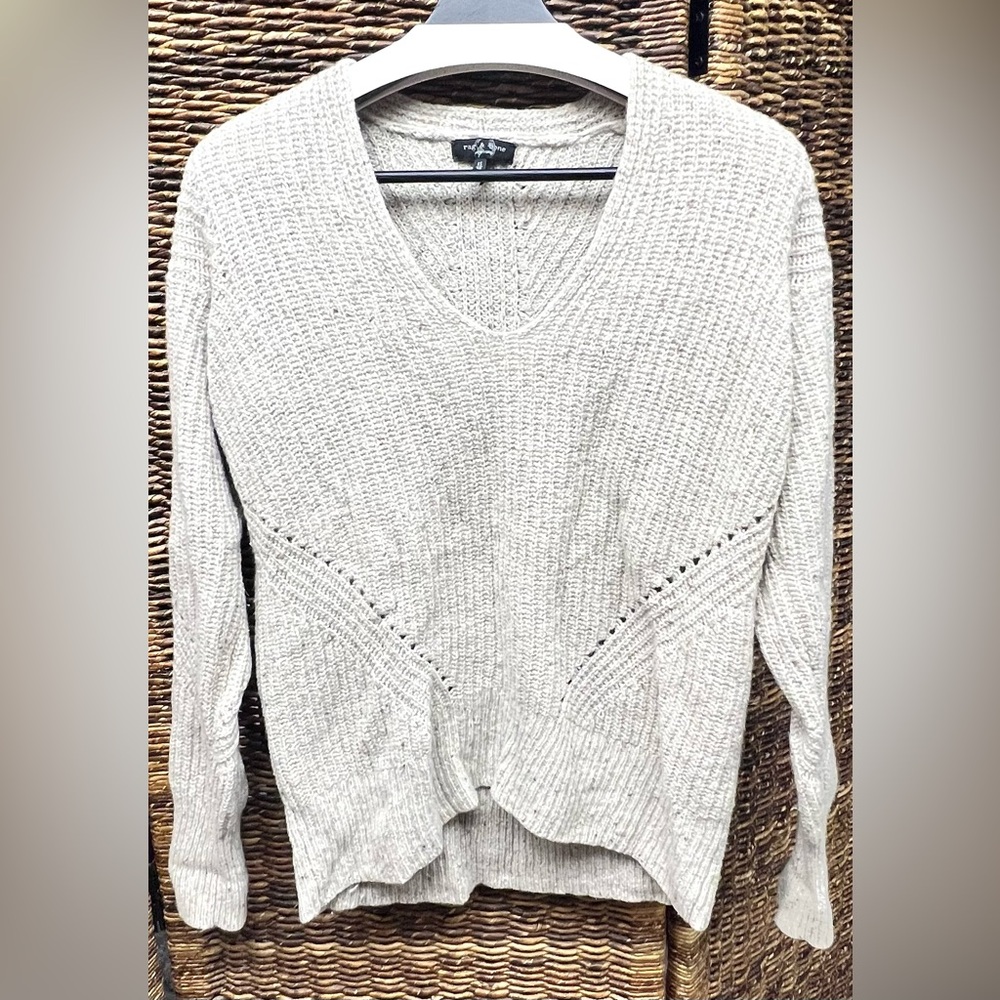 rag &‎ bone Beige V-Neck Sweater- XSmall, Oversized